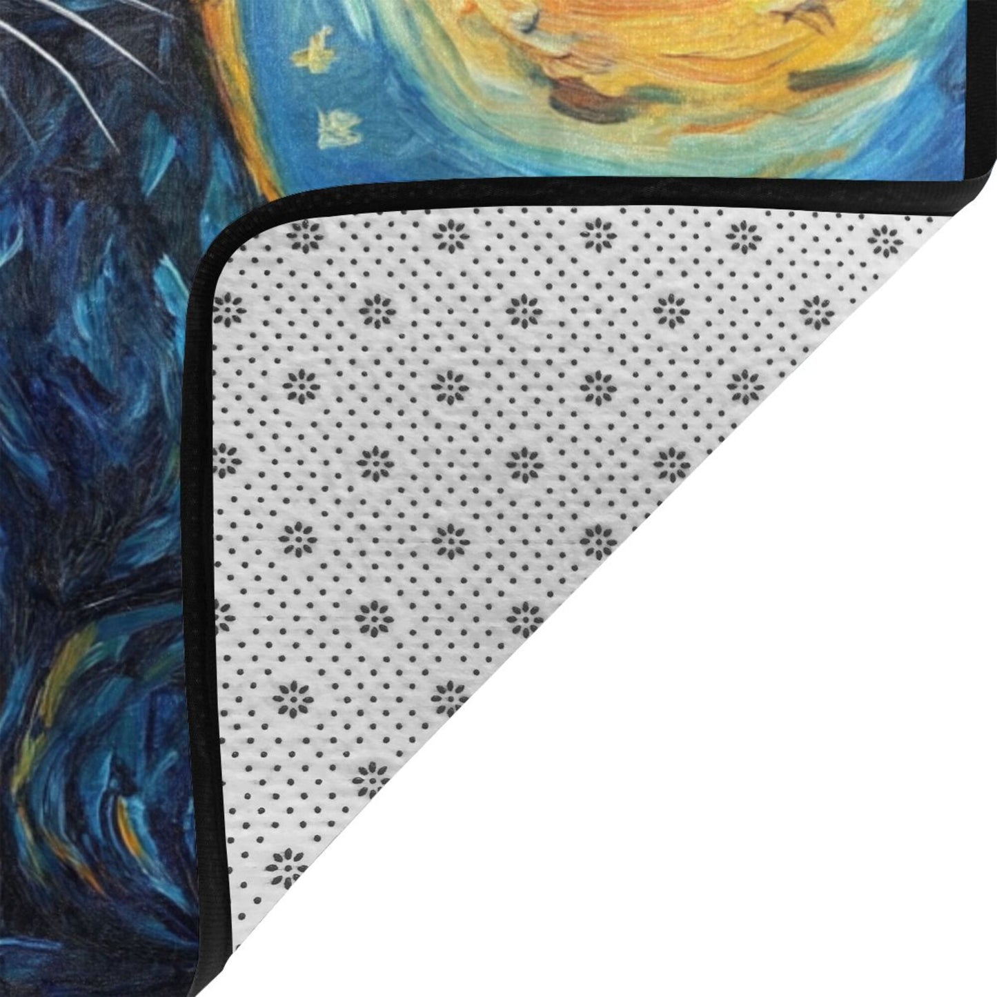 Starry Night Black Cat Flannel Rug | 59x39in Soft Non-Slip Decorative Carpet for Home