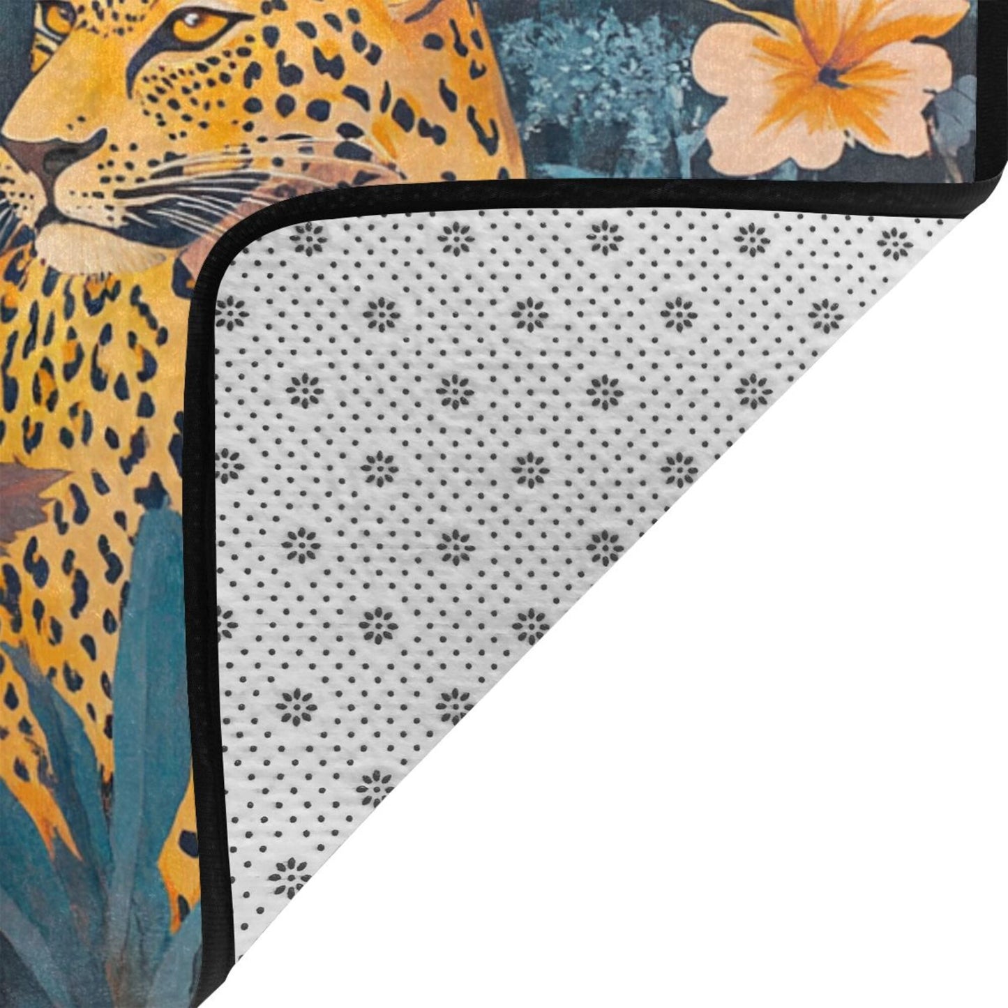 Tropical Leopard Flannel Rug | 59x39in Animal Jungle Non-Slip Mat for Living Room, Bedroom & Hallway