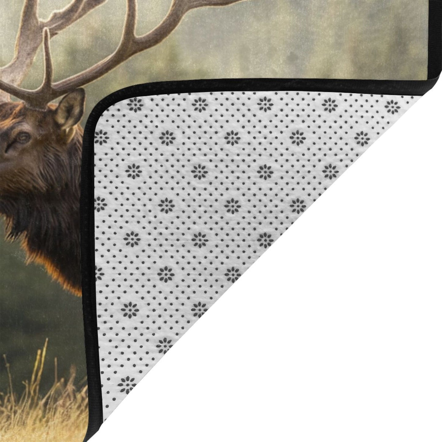 Elk in the Forest Rug | 59x39in Non-Slip Flannel Carpet for Bedroom, Living Room & Nature Decor