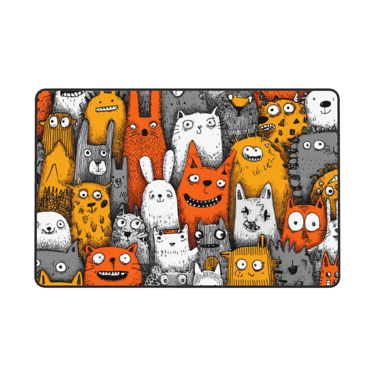 Cartoon Animal Party Rug | 59x39in Cute & Colorful Flannel Non-Slip Carpet for Kids’ Room, Living Room, Play Zone