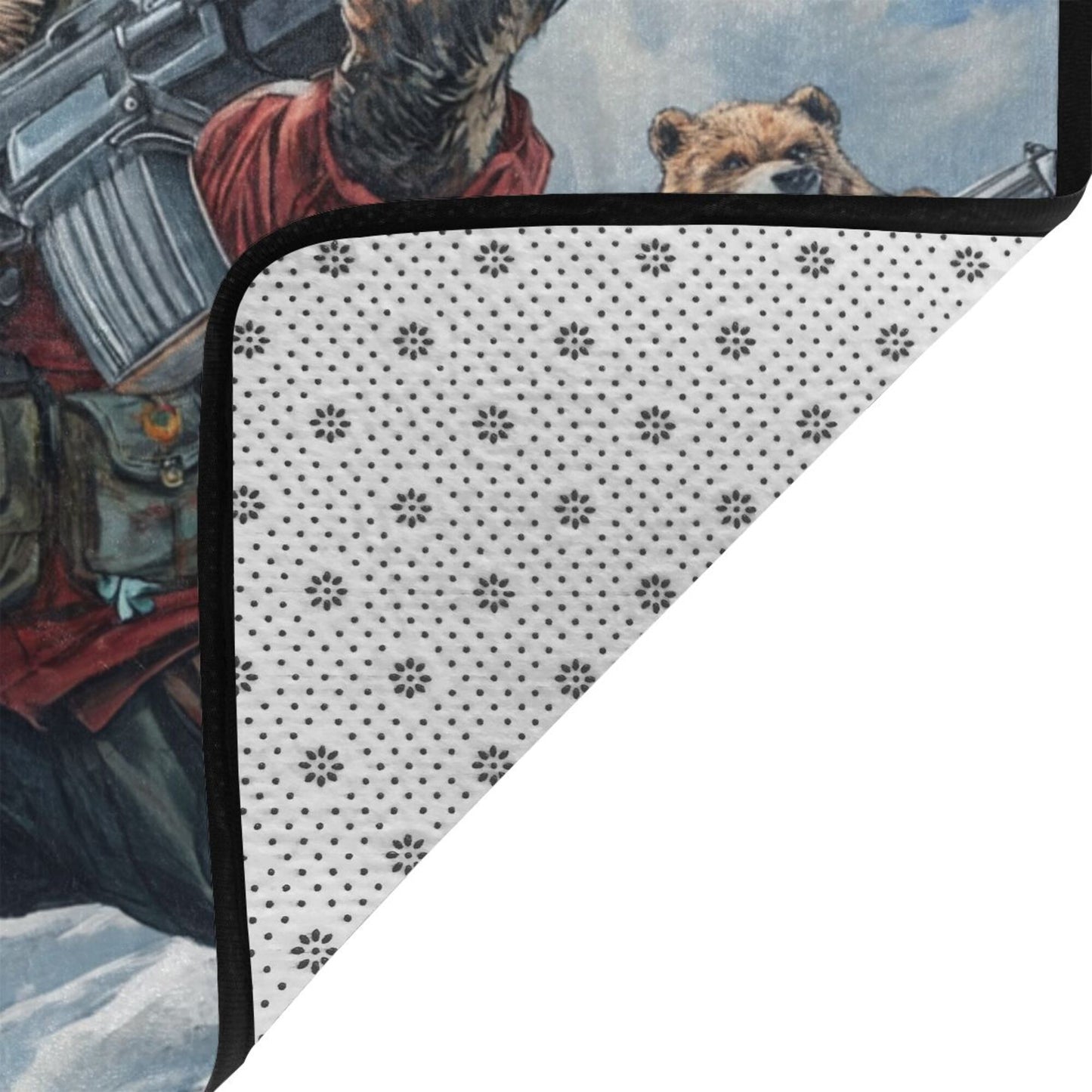 Battle Bear Troop Rug | 59x39in Flannel Non-Slip Carpet with Tactical Polar Bear Design for Gaming Rooms & Themed Decor
