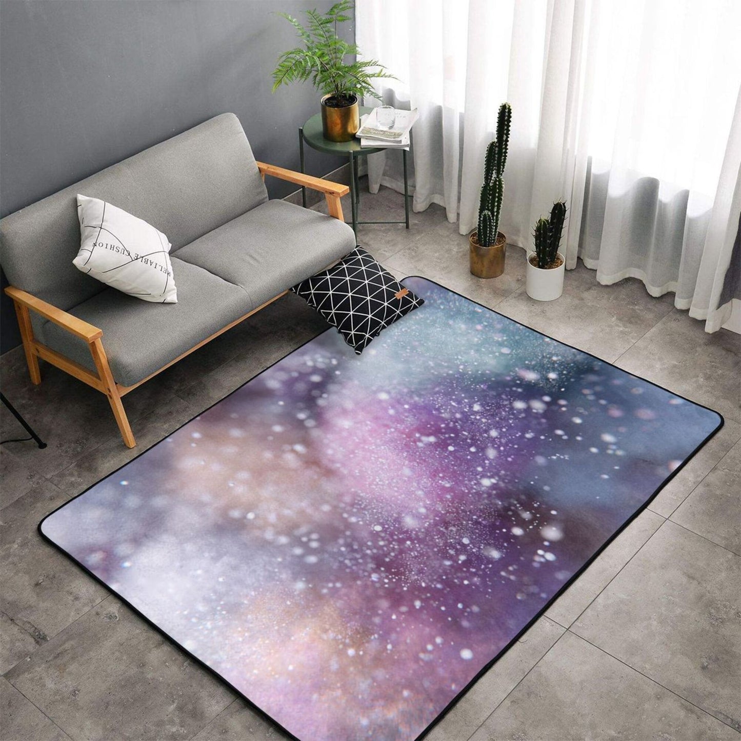 Dreamy Galaxy-Themed Rug | 59x39in Flannel Non-Slip Carpet with Nebula-Inspired Soft Gradient Design