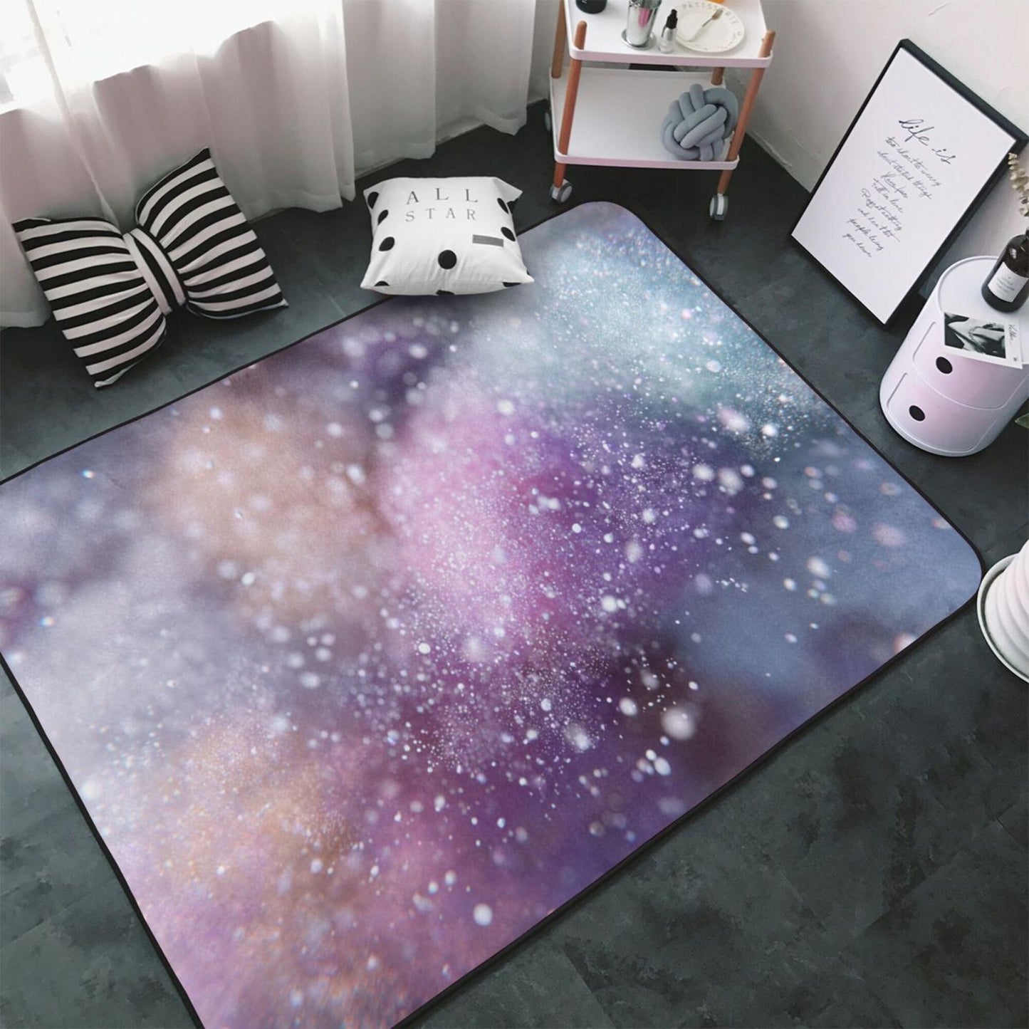 Dreamy Galaxy-Themed Rug | 59x39in Flannel Non-Slip Carpet with Nebula-Inspired Soft Gradient Design