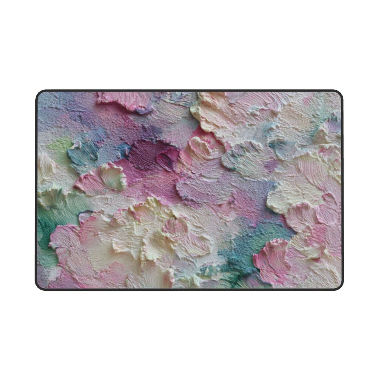 Pastel Oil Painting Texture Rug | 59x39in Flannel Non-Slip Carpet with Abstract Palette Design