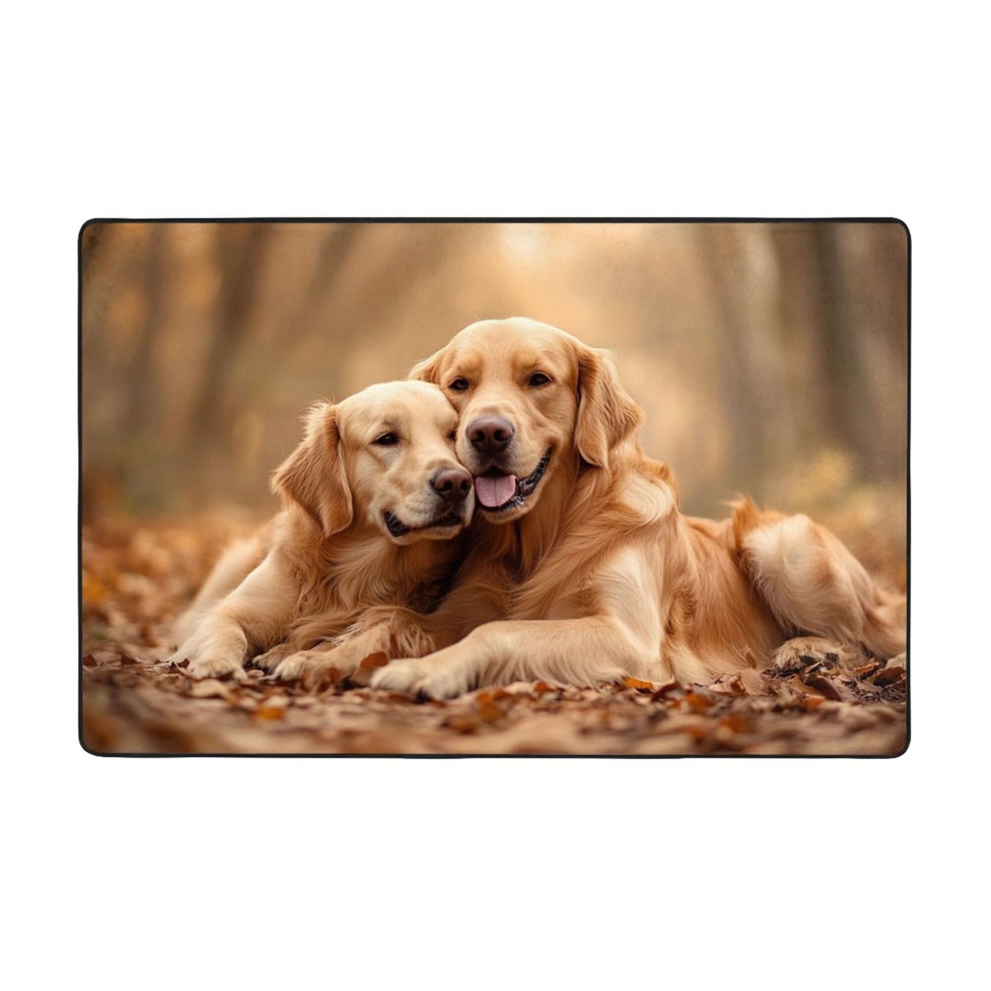 Golden Retriever Flannel Rug | 59x39in Cozy Autumn Pet-Themed Non-Slip Mat for Home Decor