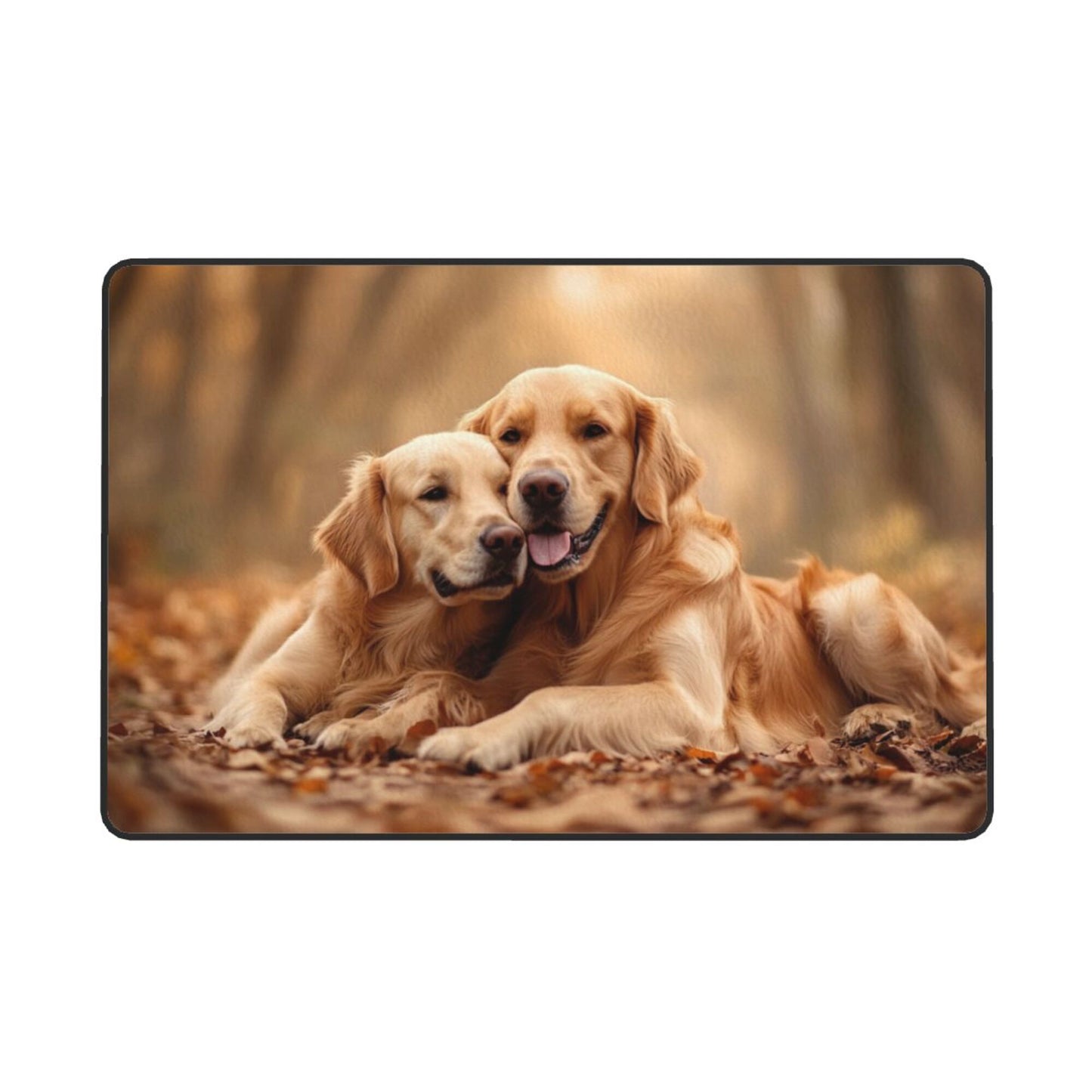 Golden Retriever Flannel Rug | 59x39in Cozy Autumn Pet-Themed Non-Slip Mat for Home Decor