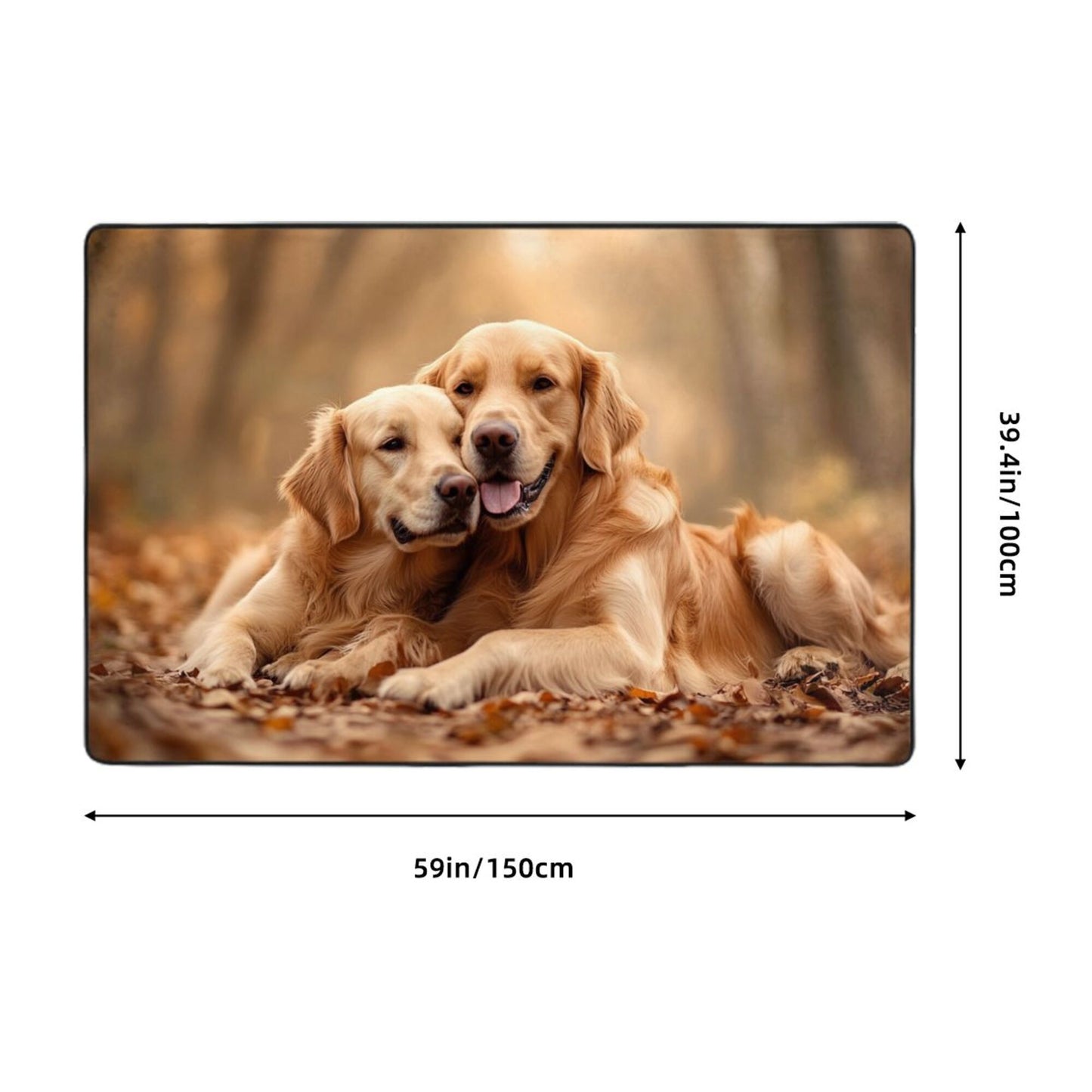 Golden Retriever Flannel Rug | 59x39in Cozy Autumn Pet-Themed Non-Slip Mat for Home Decor