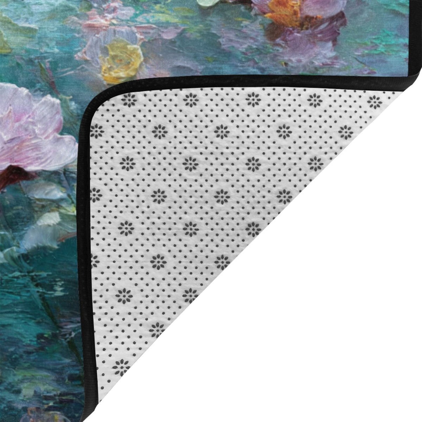 Impressionist Floral Art Rug | 59x39in Artistic Water Bloom Design Flannel Mat with Anti-Slip Backing