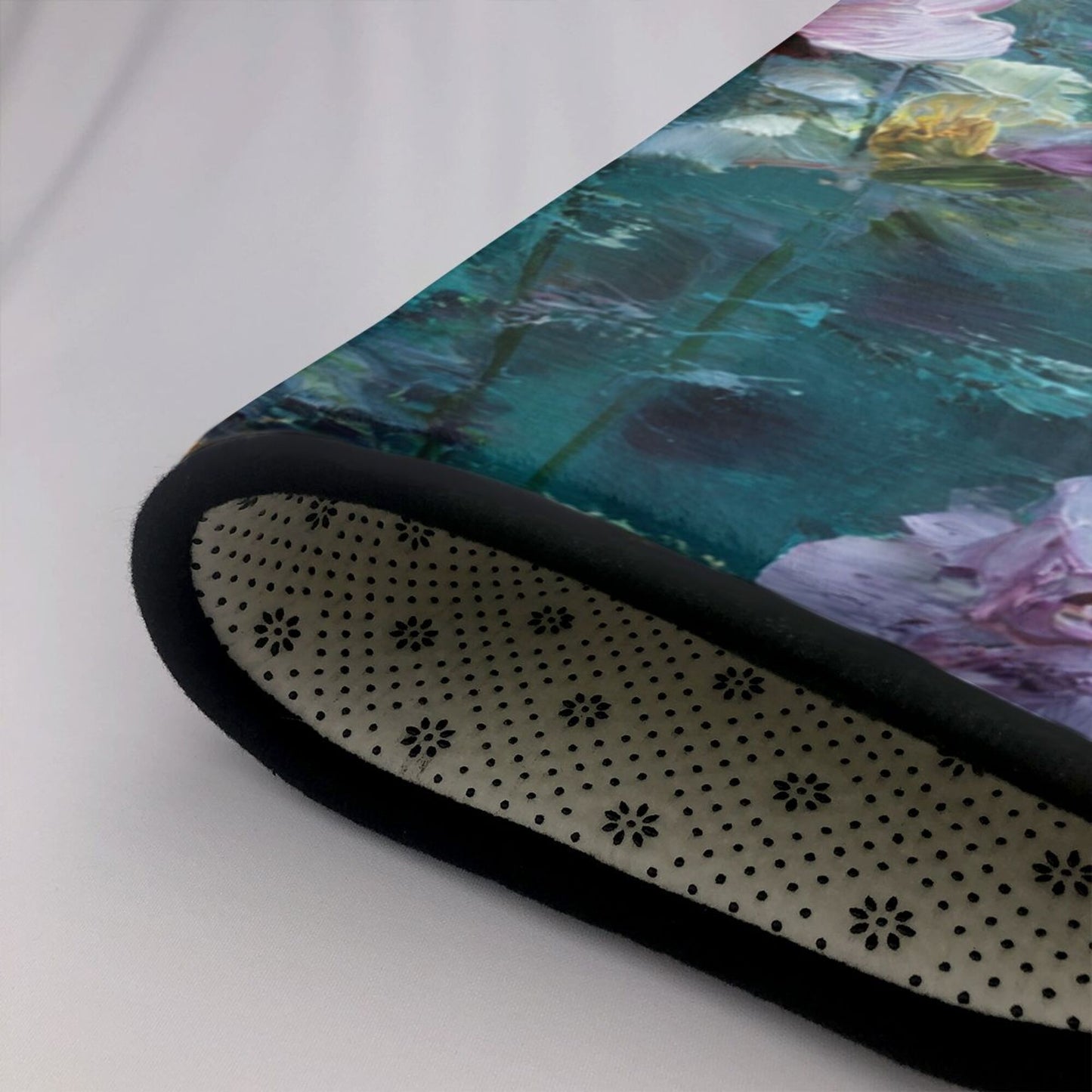 Impressionist Floral Art Rug | 59x39in Artistic Water Bloom Design Flannel Mat with Anti-Slip Backing