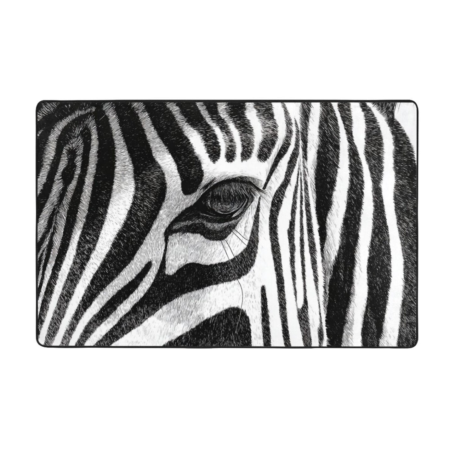 Zebra Print Flannel Anti-Slip Area Rug | 59x39in Large Carpet for Living Room, Bedroom, Entryway
