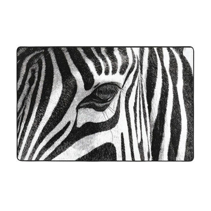 Zebra Print Flannel Anti-Slip Area Rug | 59x39in Large Carpet for Living Room, Bedroom, Entryway