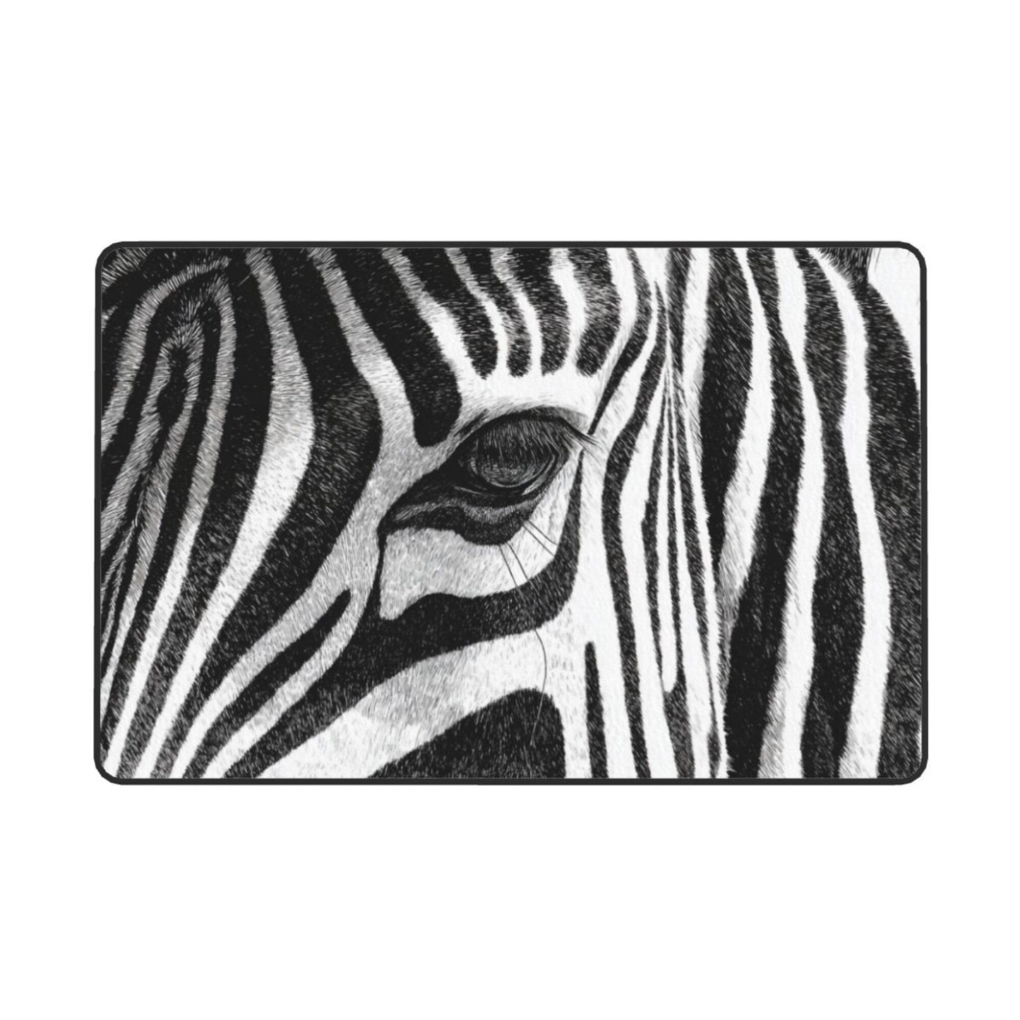 Zebra Print Flannel Anti-Slip Area Rug | 59x39in Large Carpet for Living Room, Bedroom, Entryway
