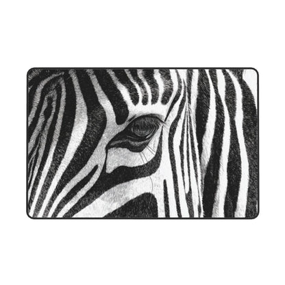 Zebra Print Flannel Anti-Slip Area Rug | 59x39in Large Carpet for Living Room, Bedroom, Entryway