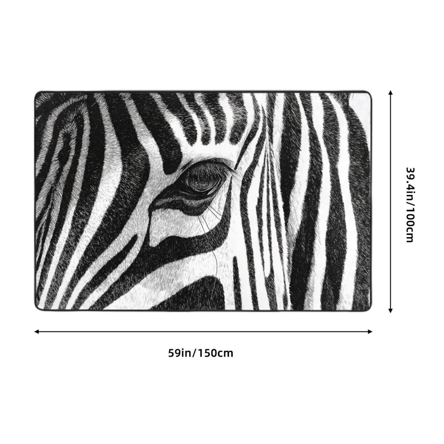 Zebra Print Flannel Anti-Slip Area Rug | 59x39in Large Carpet for Living Room, Bedroom, Entryway