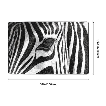 Zebra Print Flannel Anti-Slip Area Rug | 59x39in Large Carpet for Living Room, Bedroom, Entryway
