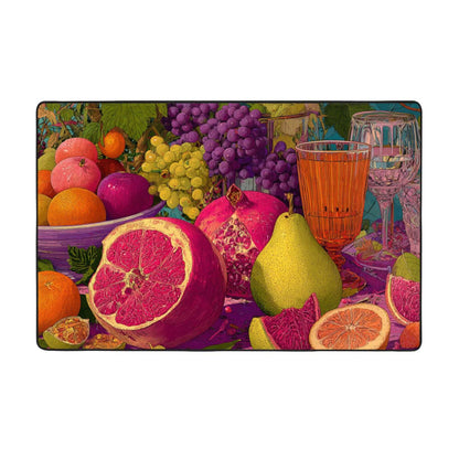 Vibrant Fruit Art Flannel Rug | 59x39in Anti-Slip Carpet for Living Room, Kitchen, Entryway