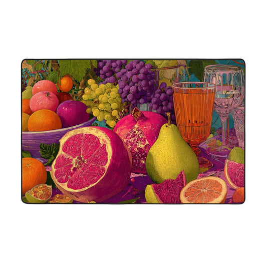Vibrant Fruit Art Flannel Rug | 59x39in Anti-Slip Carpet for Living Room, Kitchen, Entryway