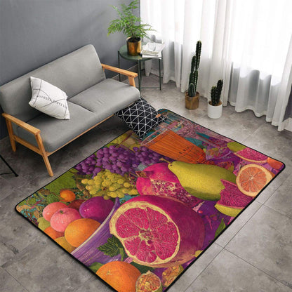 Vibrant Fruit Art Flannel Rug | 59x39in Anti-Slip Carpet for Living Room, Kitchen, Entryway