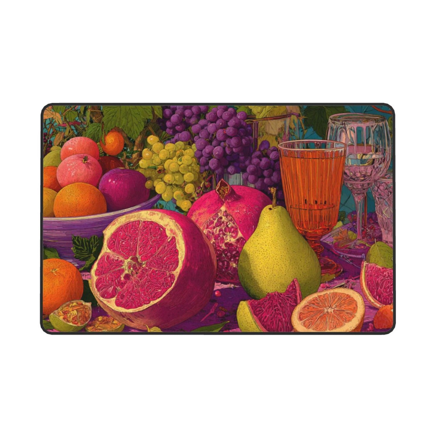 Vibrant Fruit Art Flannel Rug | 59x39in Anti-Slip Carpet for Living Room, Kitchen, Entryway