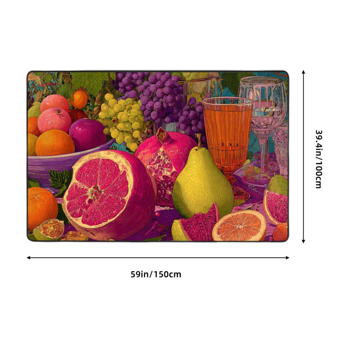 Vibrant Fruit Art Flannel Rug | 59x39in Anti-Slip Carpet for Living Room, Kitchen, Entryway