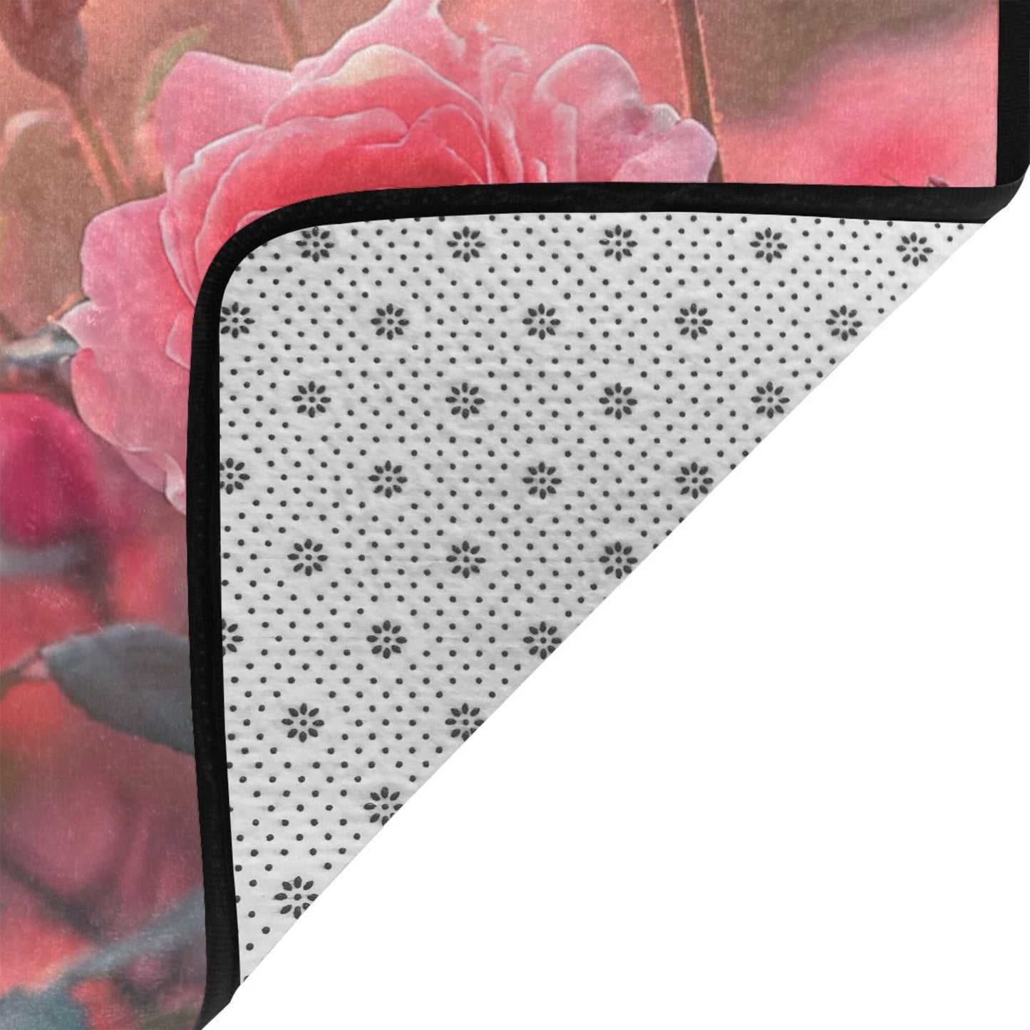 Romantic Rose Garden Flannel Area Rug | 59x39in Soft Non-Slip Decorative Mat for Home