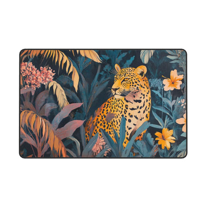 Tropical Leopard Flannel Rug | 59x39in Animal Jungle Non-Slip Mat for Living Room, Bedroom & Hallway
