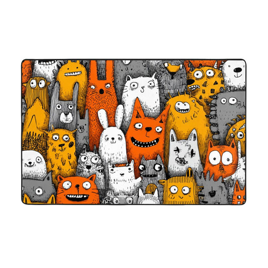 Cartoon Animal Party Rug | 59x39in Cute & Colorful Flannel Non-Slip Carpet for Kids’ Room, Living Room, Play Zone