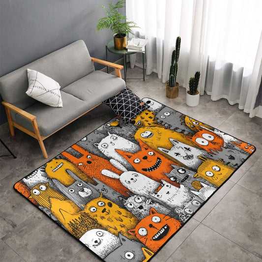 Cartoon Animal Party Rug | 59x39in Cute & Colorful Flannel Non-Slip Carpet for Kids’ Room, Living Room, Play Zone
