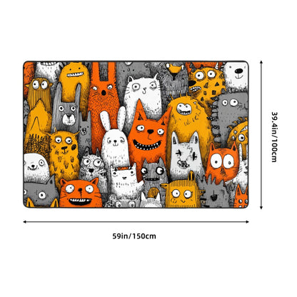 Cartoon Animal Party Rug | 59x39in Cute & Colorful Flannel Non-Slip Carpet for Kids’ Room, Living Room, Play Zone