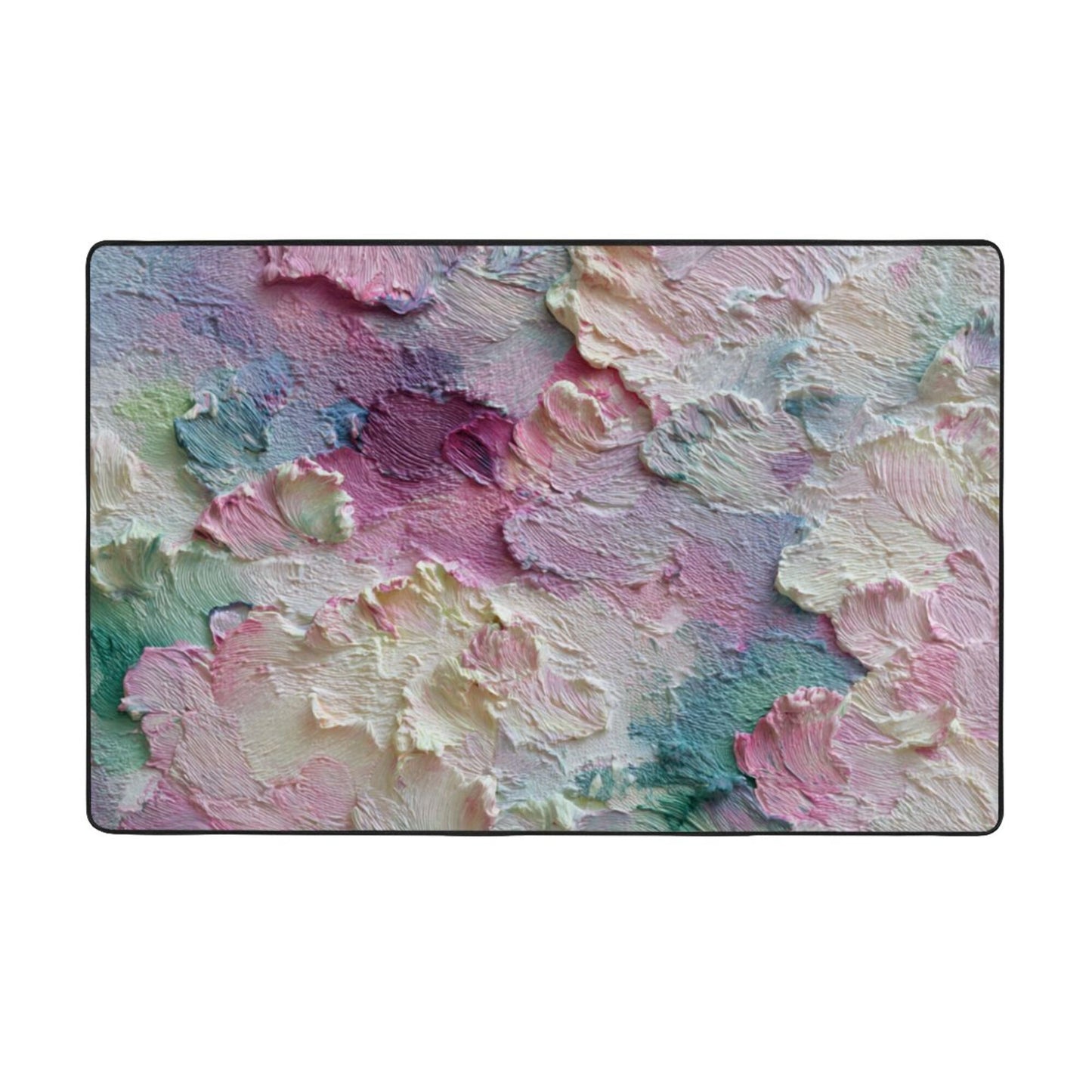 Pastel Oil Painting Texture Rug | 59x39in Flannel Non-Slip Carpet with Abstract Palette Design