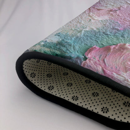 Pastel Oil Painting Texture Rug | 59x39in Flannel Non-Slip Carpet with Abstract Palette Design