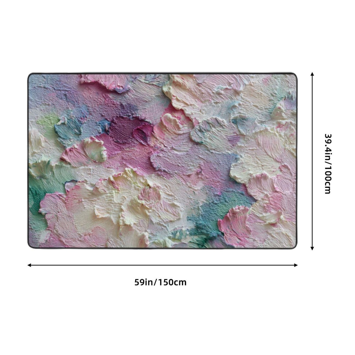 Pastel Oil Painting Texture Rug | 59x39in Flannel Non-Slip Carpet with Abstract Palette Design