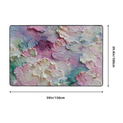 Pastel Oil Painting Texture Rug | 59x39in Flannel Non-Slip Carpet with Abstract Palette Design