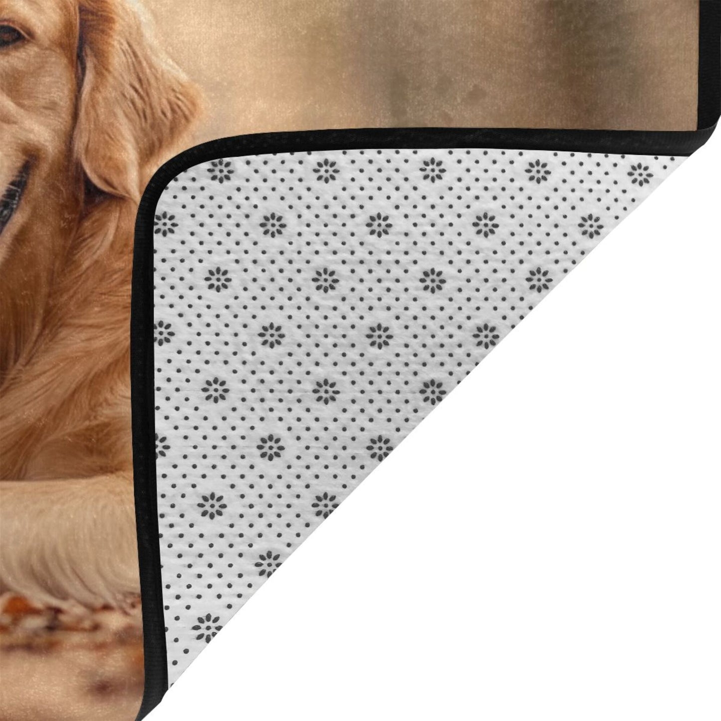 Golden Retriever Flannel Rug | 59x39in Cozy Autumn Pet-Themed Non-Slip Mat for Home Decor